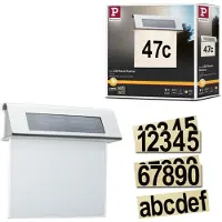 Paulmann 93765 4000870937655 Solcells-husnummerbelysning 0.2 W Varmvit Rostfritt stål, Vit