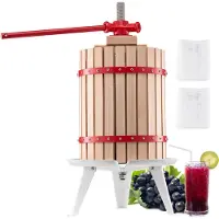 Vevor 4,75 gal/18 l fruktvinpress, massiv träkorg med 8 block, kraftig manuell juicemaskin, cider-äpple-druvtinktur-honung-olivoljepress med handtag för kök, hem