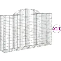 vidaXL Gabioner bågformade 11 st 200x30x120/140 cm galvaniserat järn