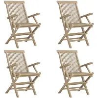 vidaXL Hopfällbara trädgårdsstolar 4 st grå 56x61x89 cm massiv teak
