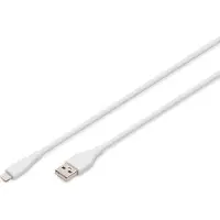 Digitus USB-laddningskabel USB 2.0 USB-A kontakt, Apple Lightning kontakt 0.50 m Vit Flexibel, Högflexibel, med USB, Silikon, Utmärkta åldringsegenskaper,