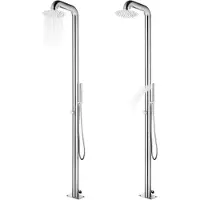 vidaXL Trädgårdsdusch med grått golv 230 cm rostfritt stål