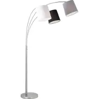 JUST LIGHT Båglampa Melvin, Aluminium / grå / zink, Vardagsrum / matsal, Metall, Modern, Golvlampa