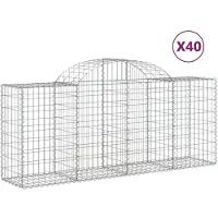 vidaXL Gabioner bågformade 40 st 200x50x80/100 cm galvaniserat järn