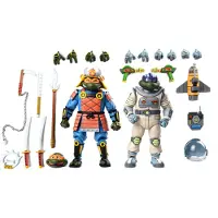 NECA Teenage Mutant Ninja Turtles Cartoon 2 Pack Rymdäventyr & Samurai-sköldpaddor Actionfigur 18 Cm