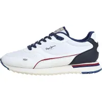Pepe Jeans för män. PMS400007 Träningsskor Bexley South white (43), Vit, Karta, Nyckelband, Casual