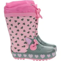 Playshoes Gummistövel 'Katze' pastellgrön / rosa
