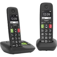 Gigaset E290A Duo stort trådlöst telefonset med telefonsvarare – svart