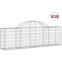vidaXL Gabioner bågformade 18 st 200x30x60/80 cm galvaniserat järn