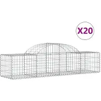vidaXL Gabioner bågformade 20 st 200x50x40/60 cm galvaniserat järn