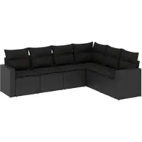 vidaXL Loungegrupp med dynor 6 delar svart konstrotting