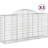 vidaXL Gabioner bågformade 3 st 200x50x100/120 cm galvaniserat järn