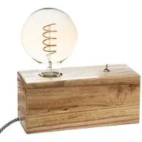 Atmosphera Lampa Med Träbas E27