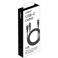 Celly Celly: USB-C - 2x USB-C Kabel flätad 100W 1,3m Svart