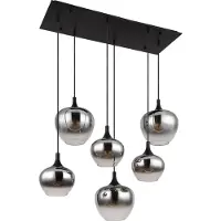 Globo Lighting Glas pendellampa Maxy, dimbar, Aluminium / grå / zink, Vardagsrum / matsal, Glas, Pendellampa