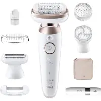 Braun Silk-épil 9 Flex 9-360 3D, Rosa, Vit, 40 pincetter, MicroGrip, 0,5 mm, Batteri, Inbyggt batteri