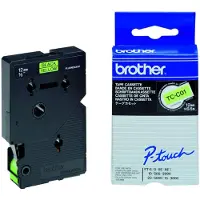 Brother TC-C01 | svart text - gul märkband | 12mm x 7.7m (original)
