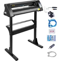 Vevor Vinylskärare 28 tums vinylskärmaskin 720 mm pappersmatning vinylplotterskärmaskin med robust golvstativ för papperskärning svart