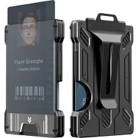 INF RFID korthållare för 6 kort och ID-korthållare med klämma Black