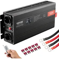 Vevor Ren Sinusvågsväxelriktare, 3000 Watt, DC 12V till AC 230V växelriktare med 2 AC-uttag 2 USB-portar 1 Typ-C-port, LCD-skärm och fjärrkontroll för stora hushållsapparater, CE FCC-certifierad