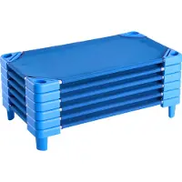 Vevor Stapelbar barnsäng, 6-pack, bärbara tupplurar, standardstorlek 102 cm L x 63 cm B, dagvårdssängar för barn, förskoleklassrum, dagvårdssängar för att sova, vila, tupplur, blå