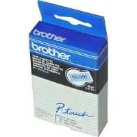 Brother TC-595 | vit text - blå märkband | 9mm x 7.7m (original)