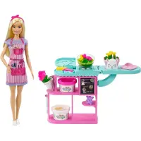 Barbie Blomsterdocka & Lekset, Blommakapstillverkningsstation med Mögel, 3 Färger av Deg & Tillbehör