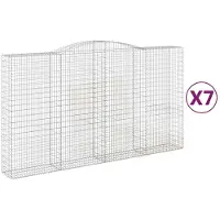 vidaXL Gabioner bågformade 7 st 400x50x220/240 cm galvaniserat järn