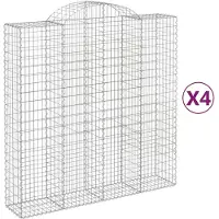 vidaXL Gabioner bågformade 4 st 200x50x200/220 cm galvaniserat järn