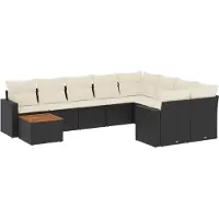 vidaXL Loungegrupp 10 delar med svarta dynor konstrotting