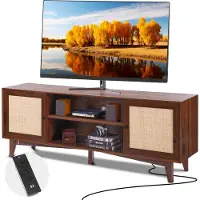 Vevor TV-bänk i rotting 191 cm TV Boho TV-skåp TV-skåp valnöt