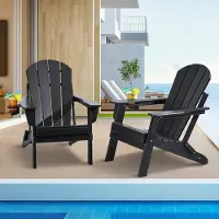Vevor Adirondack-stol i plast, set med 2 vädersäkra bärbara hopfällbara eldstadsstolar, utomhus Adirondack-terrassestol med mugghållare, med avkopplande armstöd ergonomiskt, för trädgård, bakgård - sv