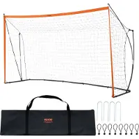 Vevor Bärbart fotbollsmål, 12x6 fot Vuxna Barn Träningsnät, Stort Träningsnät, Stålfiberstruktur Träningsmål Set, Allväders Fotbollsmål Utomhus med Bärväska, Orange