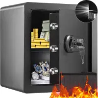 Vevor Säker, 1,8 kubikfot Hemsäker, Säkerhetsskåp i stål med digital knappsats och 2 nycklar, Skåpsskåp med brandsäker väska, Skydda kontanter, guld, smycken, dokument för hemmet, hotell, 15,8x13x16,9