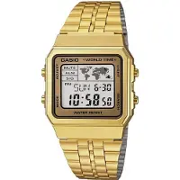 Casio Klocka - - A500WGA-9D - Kvarts Digital - LCD-Urskiva - Armband i Guldpläterad Stål