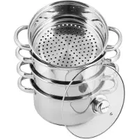 KINGHOFF ångkoksgryta i stål, 5-delars set, 24 cm, 5 l, Kinghoff