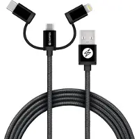Ginza.se Champion: USB-A till Lightning, USB-C och Micro-USB 1,5m Svart