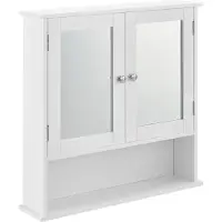 En.casa [] Väggskåp till badrum-58x56x13cm-vit-med spegel
