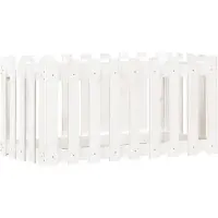 vidaXL Odlingslåda med staket-design vit 100x50x50 cm massiv furu