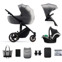 Kinderkraft 3-i-1 barnvagn PRIME 2 3IN1 MINK PRO grå KSPRIM02GRY300I