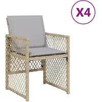 vidaXL Trädgårdsstolar med kuddar set om 4 blandning beige 364955