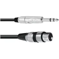Omnitronic 30225182, XLR (3-pin), Honkoppling, 6,35mm, Hankoppling, 2 m, Svart