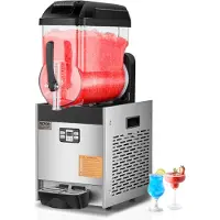 Vevor Kommersiell Slushmaskin, 12L Frysta Dryckesmaskin med En Tank, 48 Koppar Rostfritt Stål Margarita Smoothie Frysta Dryckesmaskin, Slushmaskin för Hemmafester Restauranger Caféer Barer