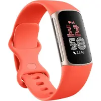 Fitbit Charge 6 - Champagne gold aluminium - aktivitetspårare med evighetsband - silikon - korall - Bluetooth, NFC