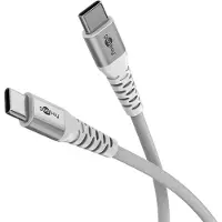 Goobay USB-kabel USB-C-kontakt 2 m Vit SuperSoft-kabelhölje, Högflexibel, Aluminiumkontakt, Tillämplig kontakt på båda sidor, Rund, Polymer beläggning,