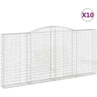 vidaXL Gabioner bågformade 10 st 400x30x180/200 cm galvaniserat järn