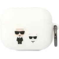 Karl Lagerfeld KLACAPSILKCW AirPods Pro-skydd vit/vit Silikon Karl & Choupette
