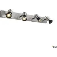 SLV Asto 4-ljus takspotlight med dekorring ASTO, dimbar, Aluminium / grå / zink, Hall, Aluminium / grå / zink, Modern, Halogen spots