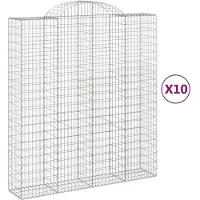 vidaXL Gabioner bågformade 10 st 200x50x220/240 cm galvaniserat järn