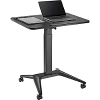 Macleans MC-453 mobilt laptopbord med pneumatisk höjdjustering, bord med hjul, 80 x 52 cm, max 8 kg, justerbar höjd max 109 cm (svart)